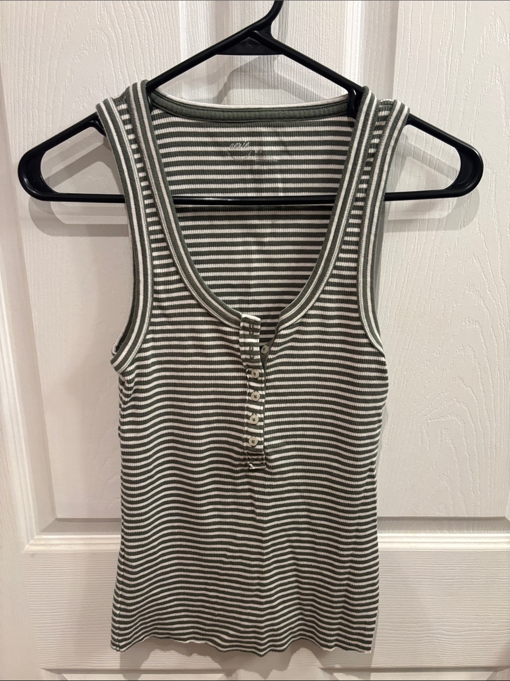 Aerie green striped henley tank